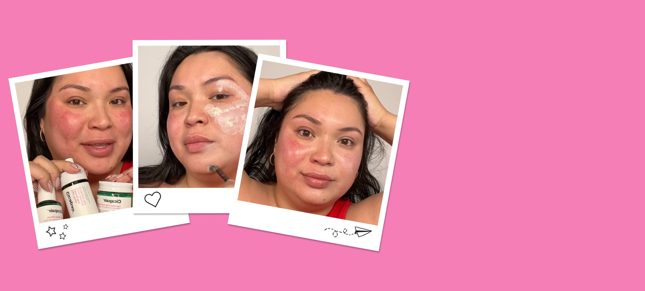 '@glamzilla applies Cicapair Color Corrector to reduce visible redness across her face
