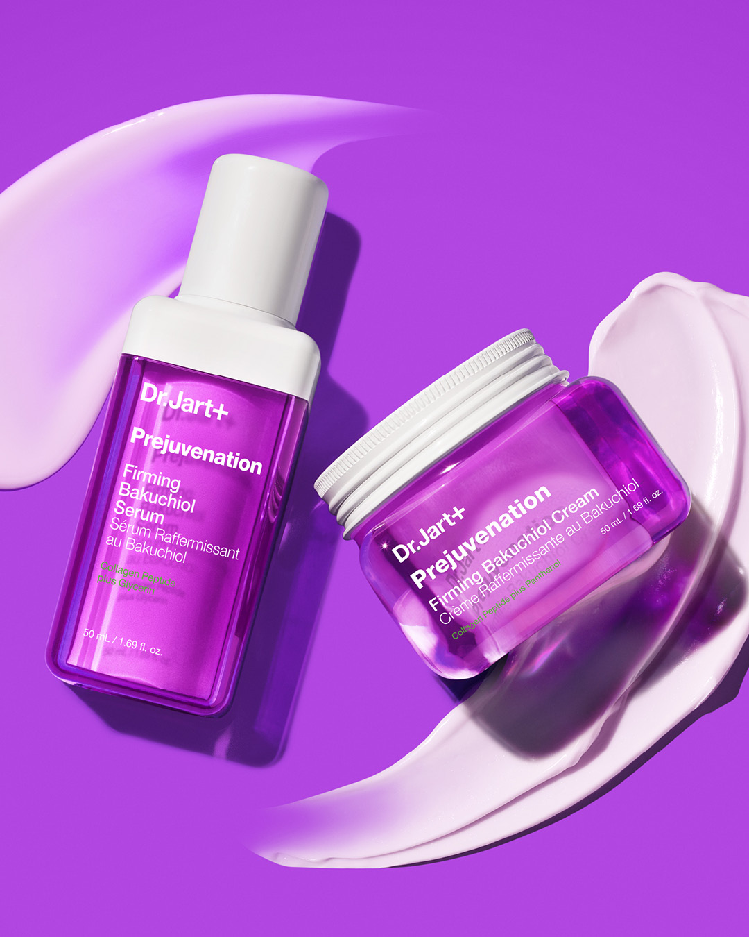 Prejuvenation Serum and Cream formulated with Bakuchiol, a retinol-like alternative for reducing visible lines. 