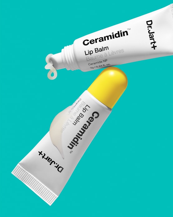 Ceramidin Lip Balm tubes squeeze out the lip balm's smooth glossy texture