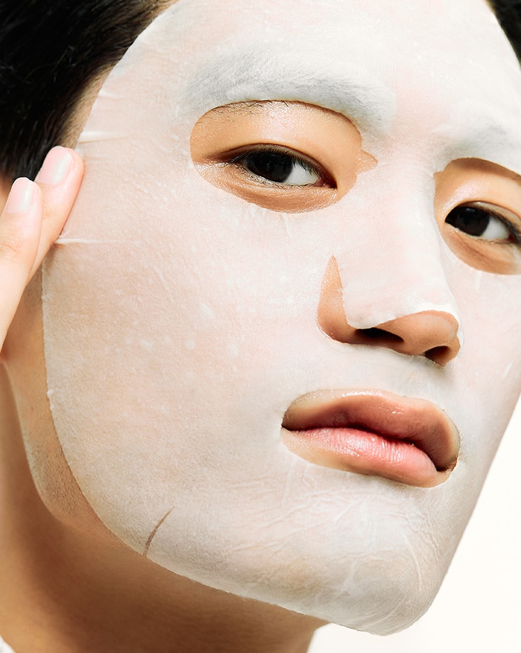 Man wearing Ceramidin Skin Barrier Face Mask